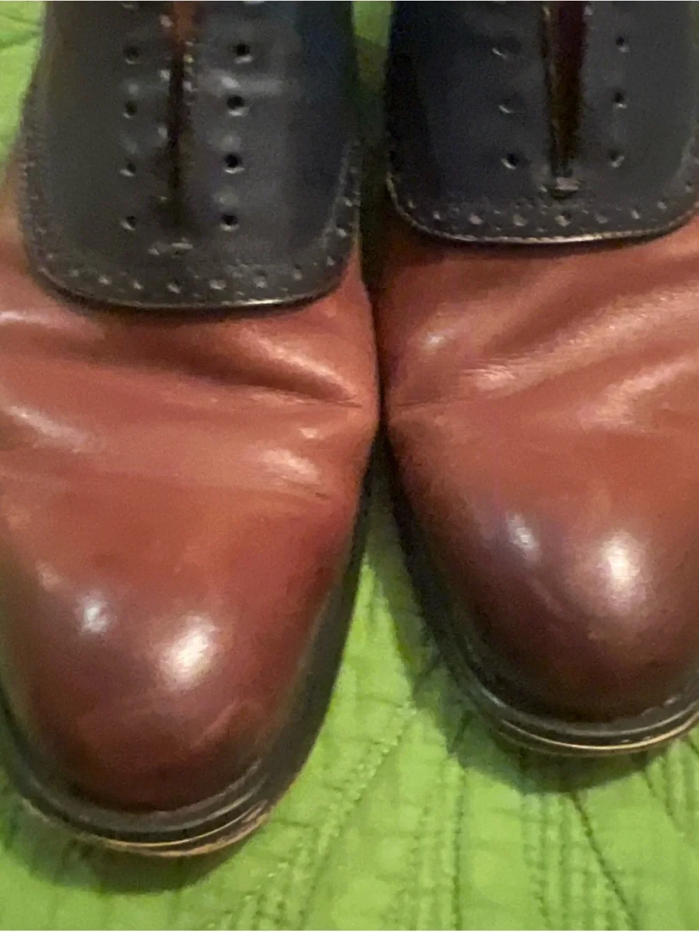 Aston Grey Drake Men’s Two-Tone Brown and Navy Leather Oxfords Sz 9.5 Pre-owned